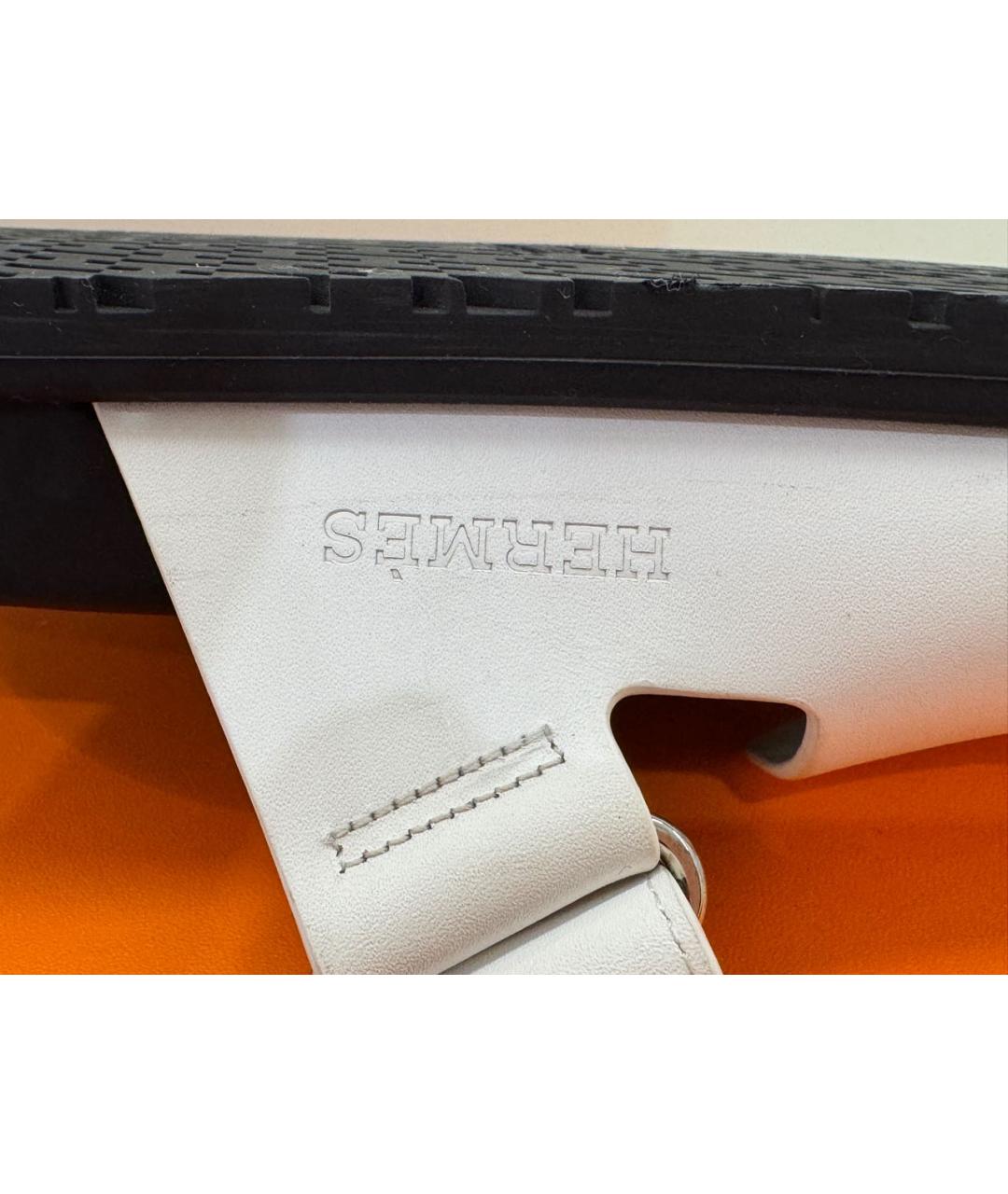 HERMES Белые кожаные сандалии, фото 7