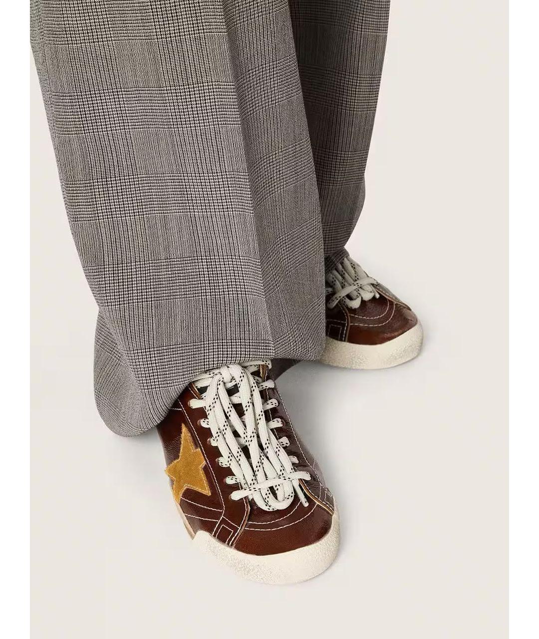 GOLDEN GOOSE DELUXE BRAND Бордовые кожаные кроссовки, фото 4