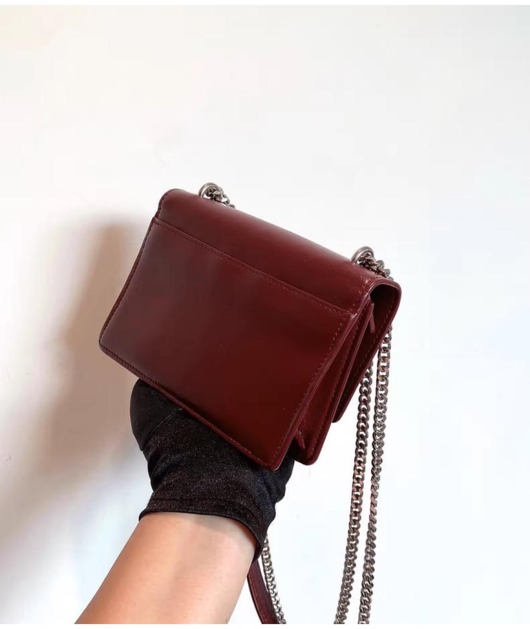 SAINT LAURENT Бордовая кожаная сумка через плечо, фото 5