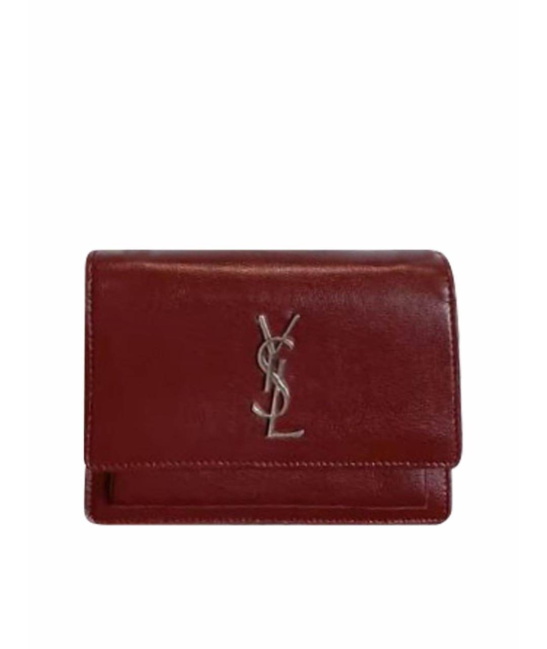 SAINT LAURENT Бордовая кожаная сумка через плечо, фото 1