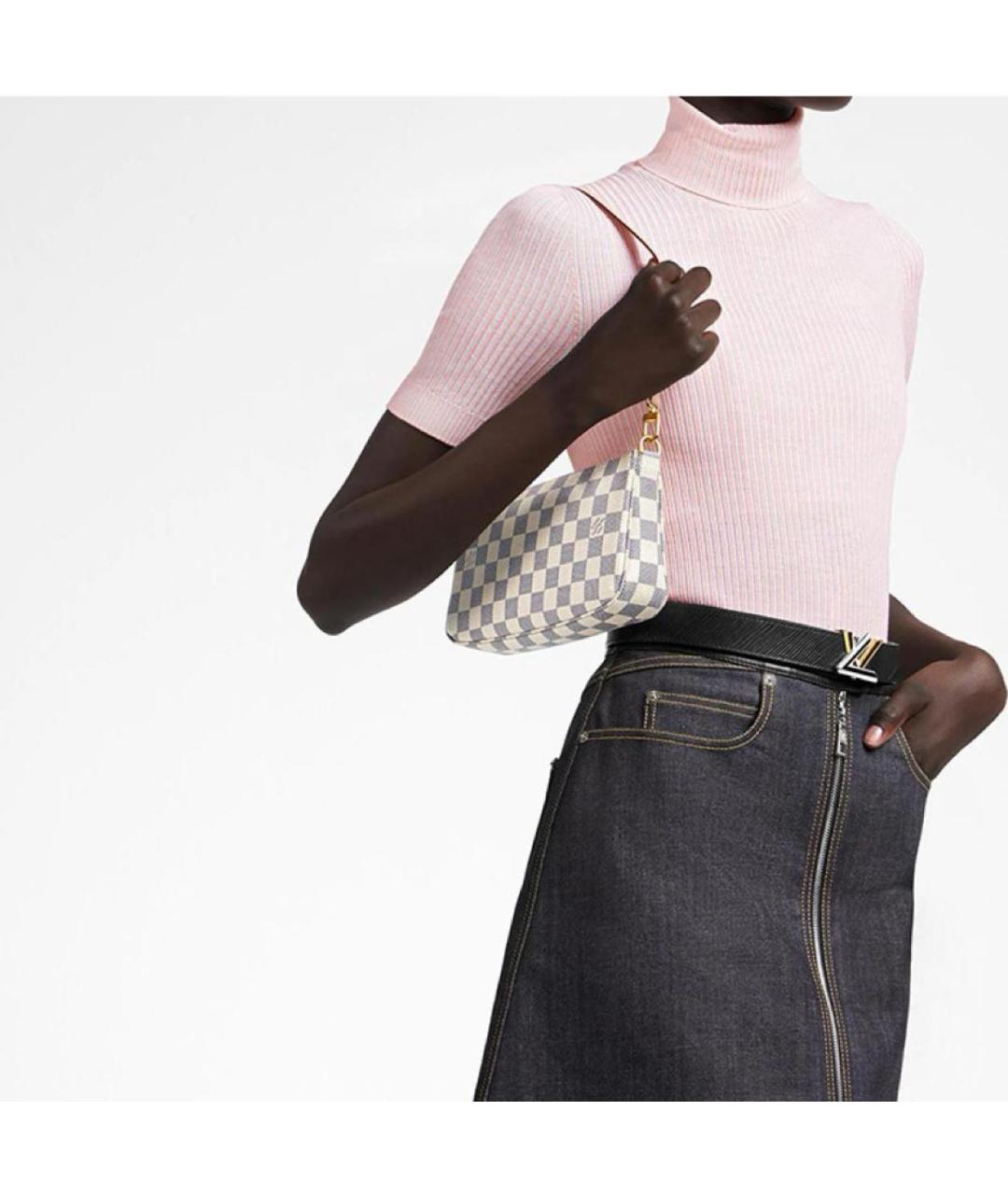 LOUIS VUITTON Белая кожаная сумка с короткими ручками, фото 3