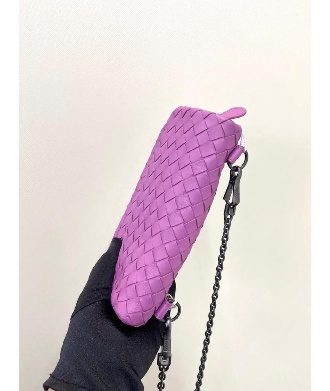 BOTTEGA VENETA Фиолетовая кожаная сумка через плечо, фото 6