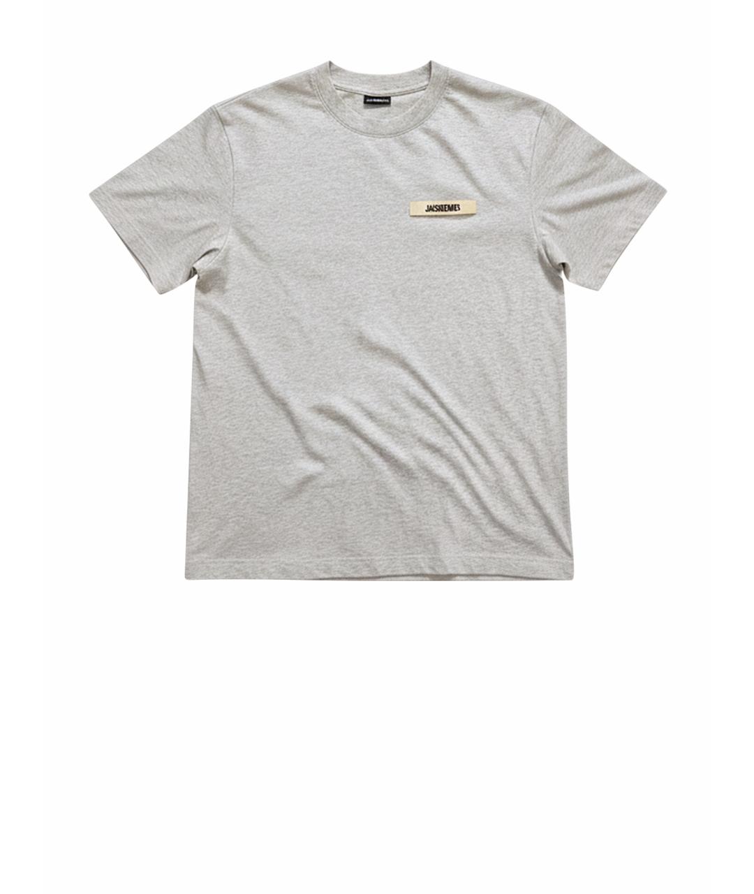 JACQUEMUS Серая хлопковая футболка, фото 5