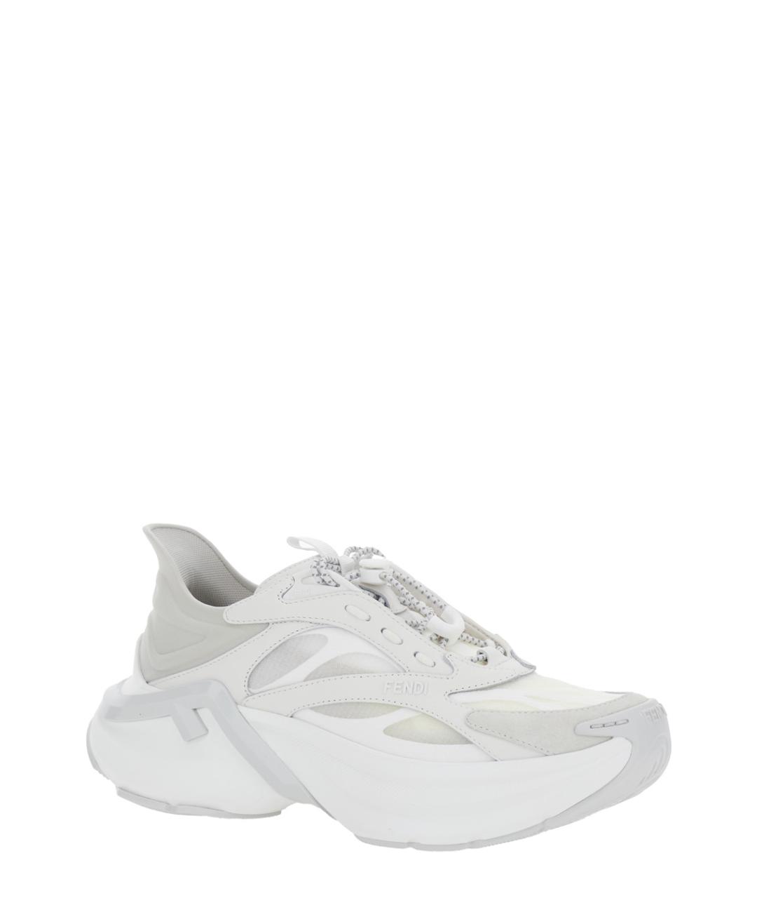 FENDI Белые кожаные кроссовки, фото 2