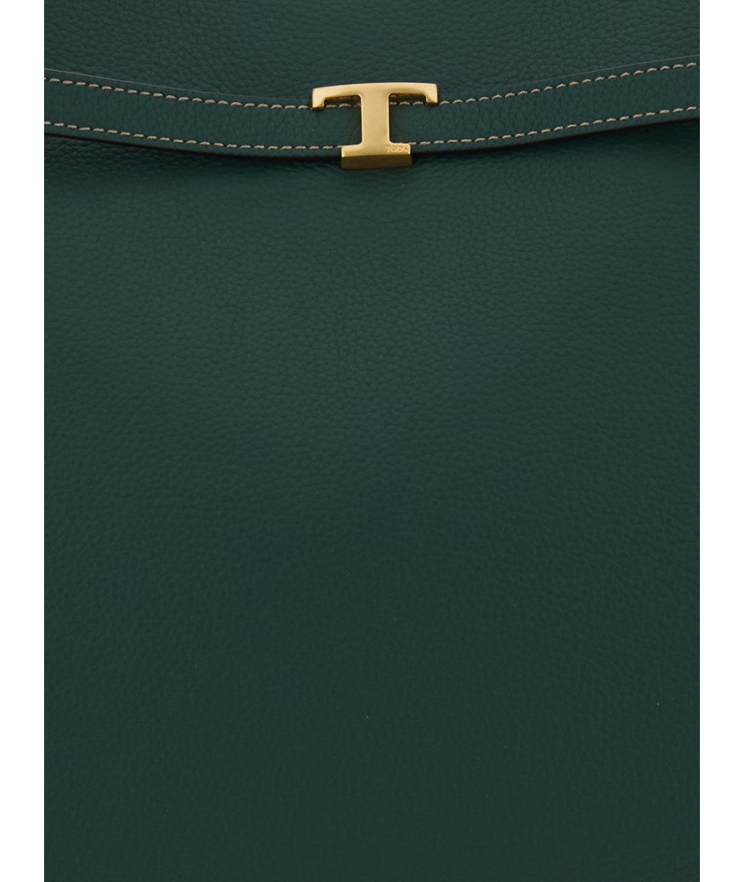 TOD'S Зеленая кожаная сумка тоут, фото 3
