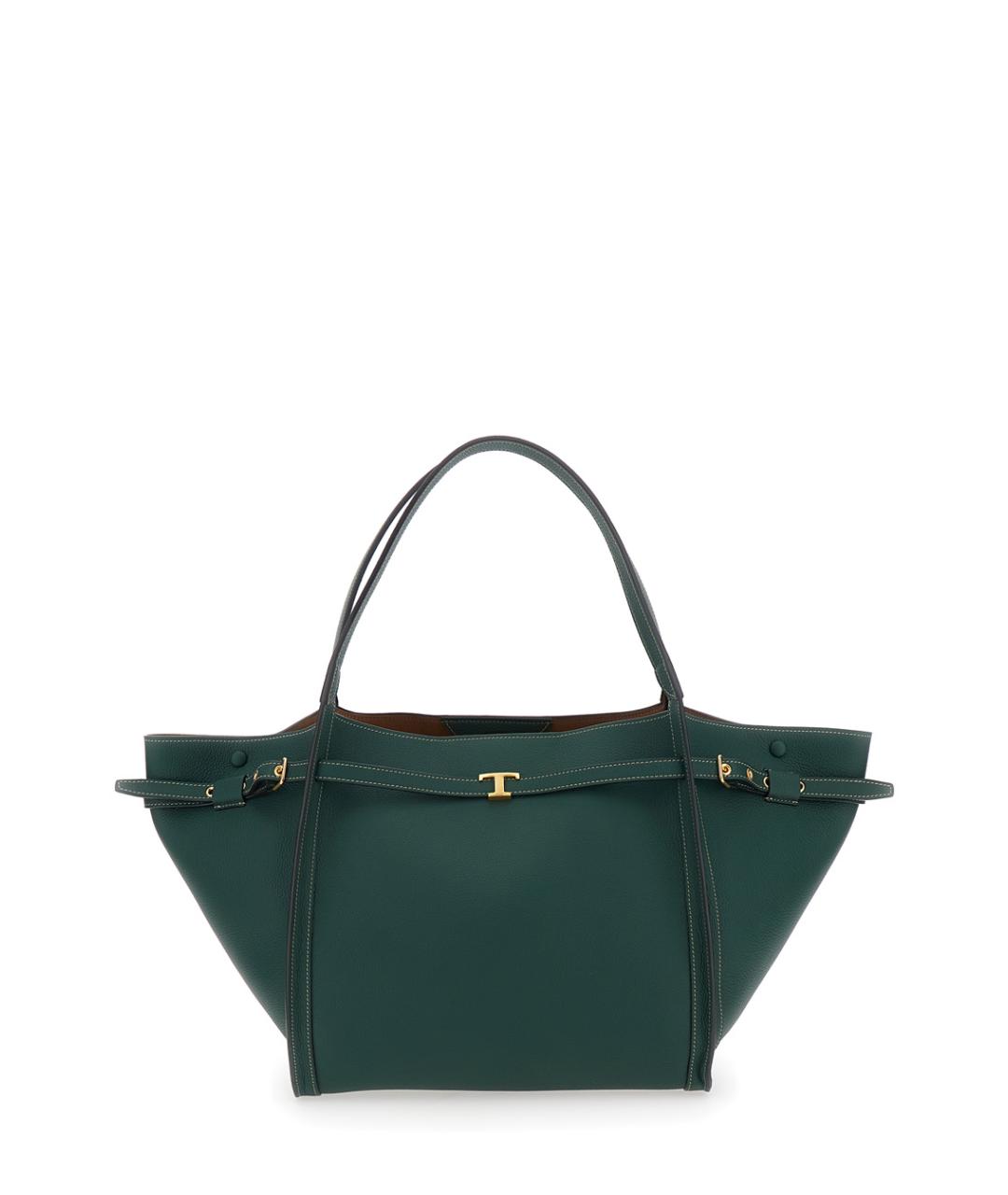 TOD'S Зеленая кожаная сумка тоут, фото 1