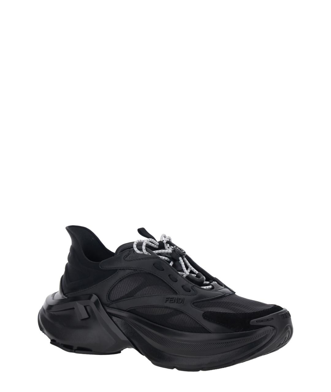 FENDI Черные кожаные кроссовки, фото 2
