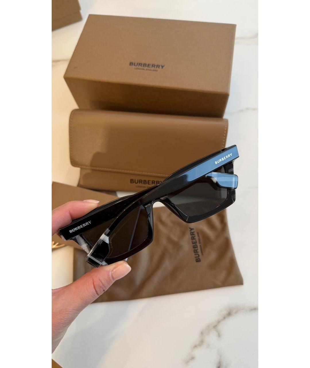 BURBERRY Черные пластиковые солнцезащитные очки, фото 3
