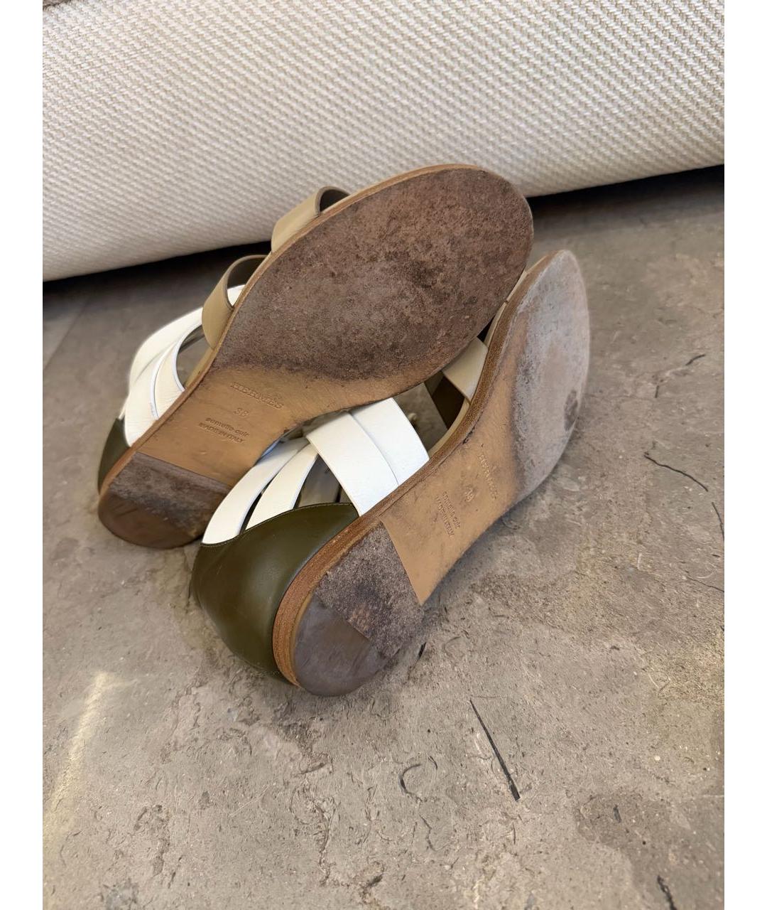 HERMES Хаки кожаные босоножки, фото 7