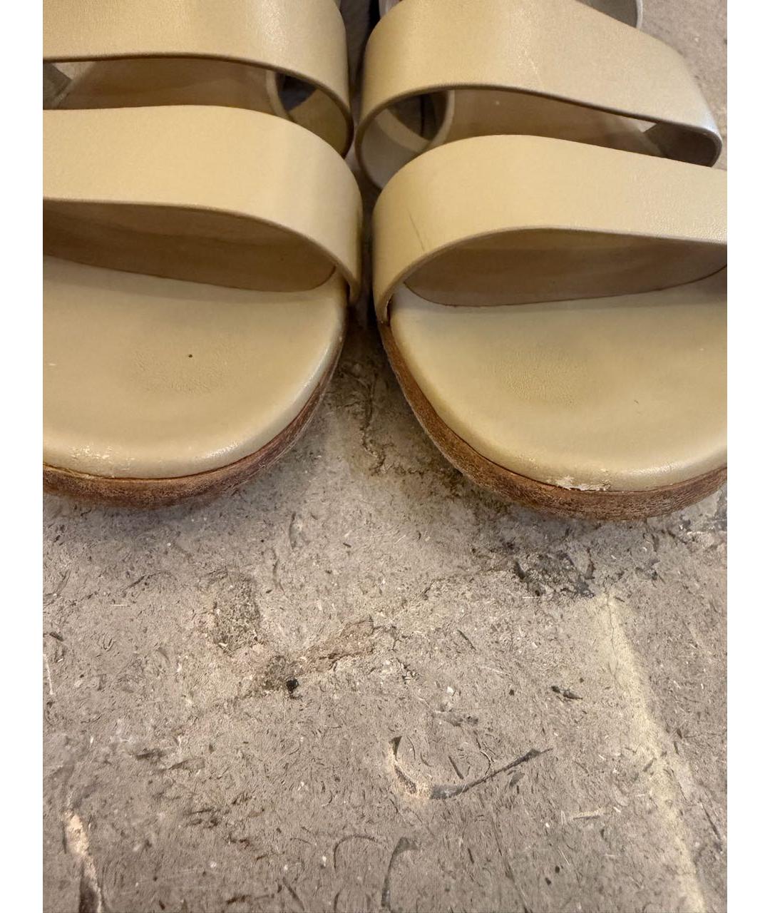 HERMES Хаки кожаные босоножки, фото 3