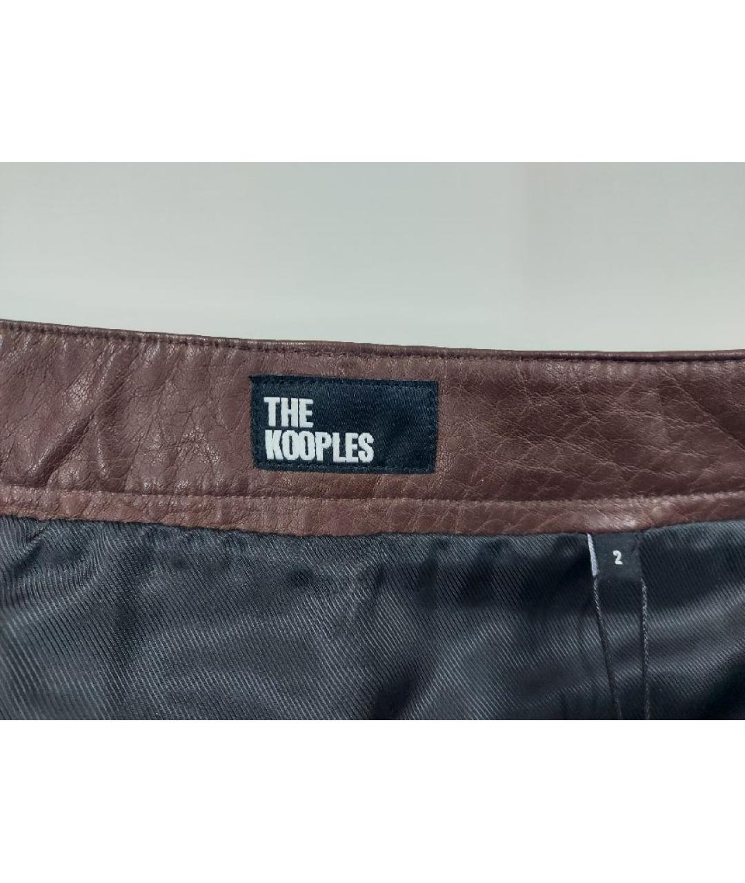 THE KOOPLES Коричневая кожаная юбка мини, фото 3