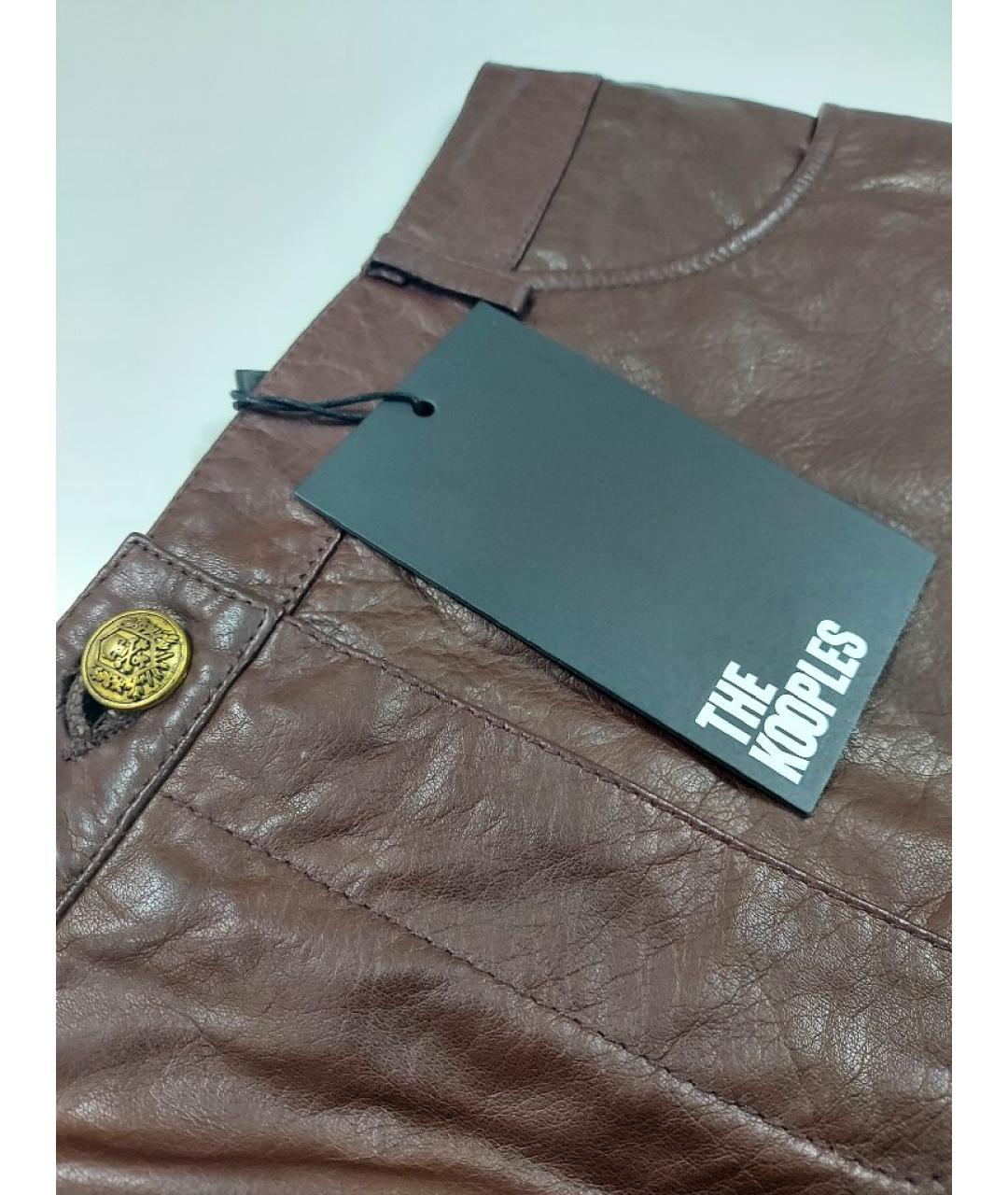 THE KOOPLES Коричневая кожаная юбка мини, фото 5