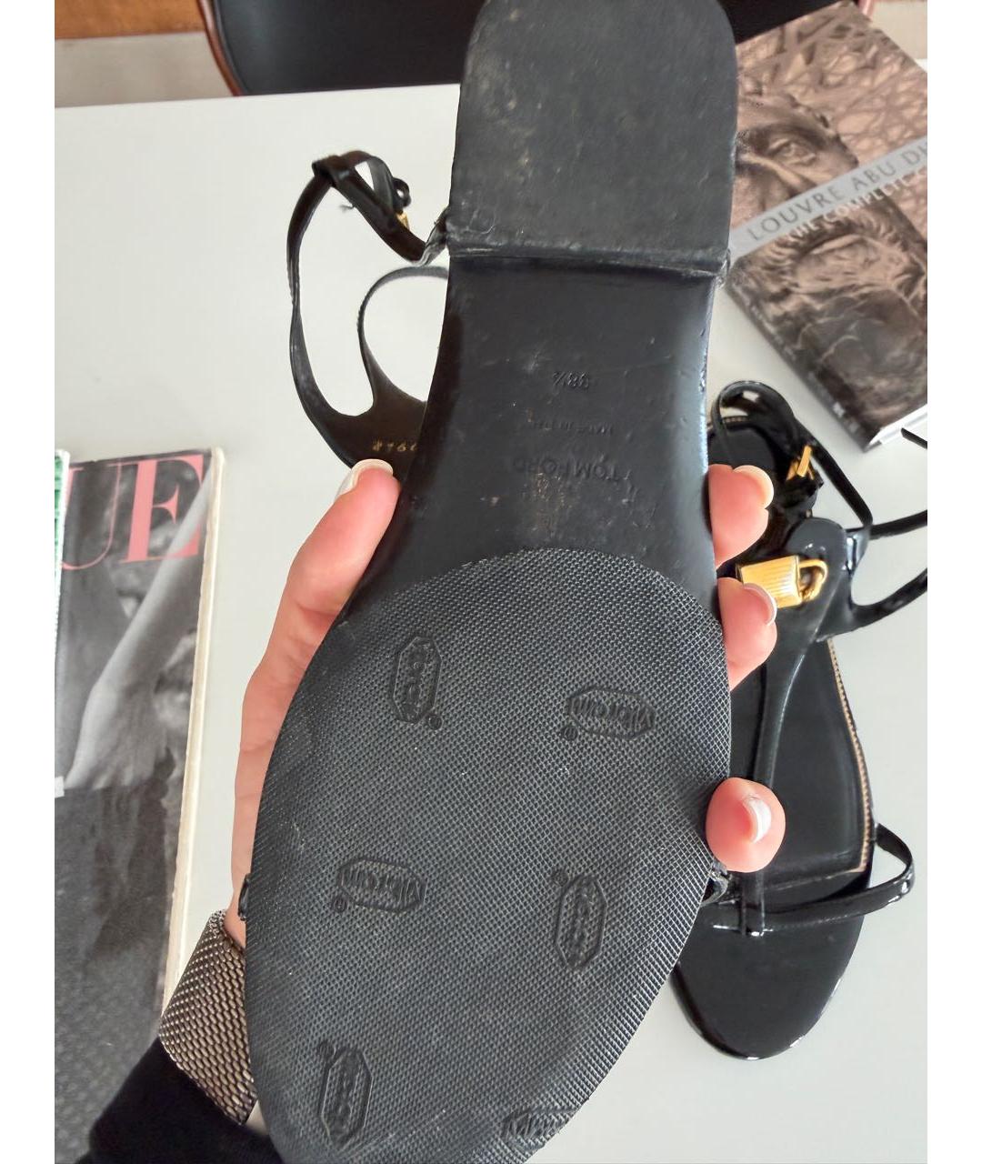 TOM FORD Черные сандалии из лакированной кожи, фото 4