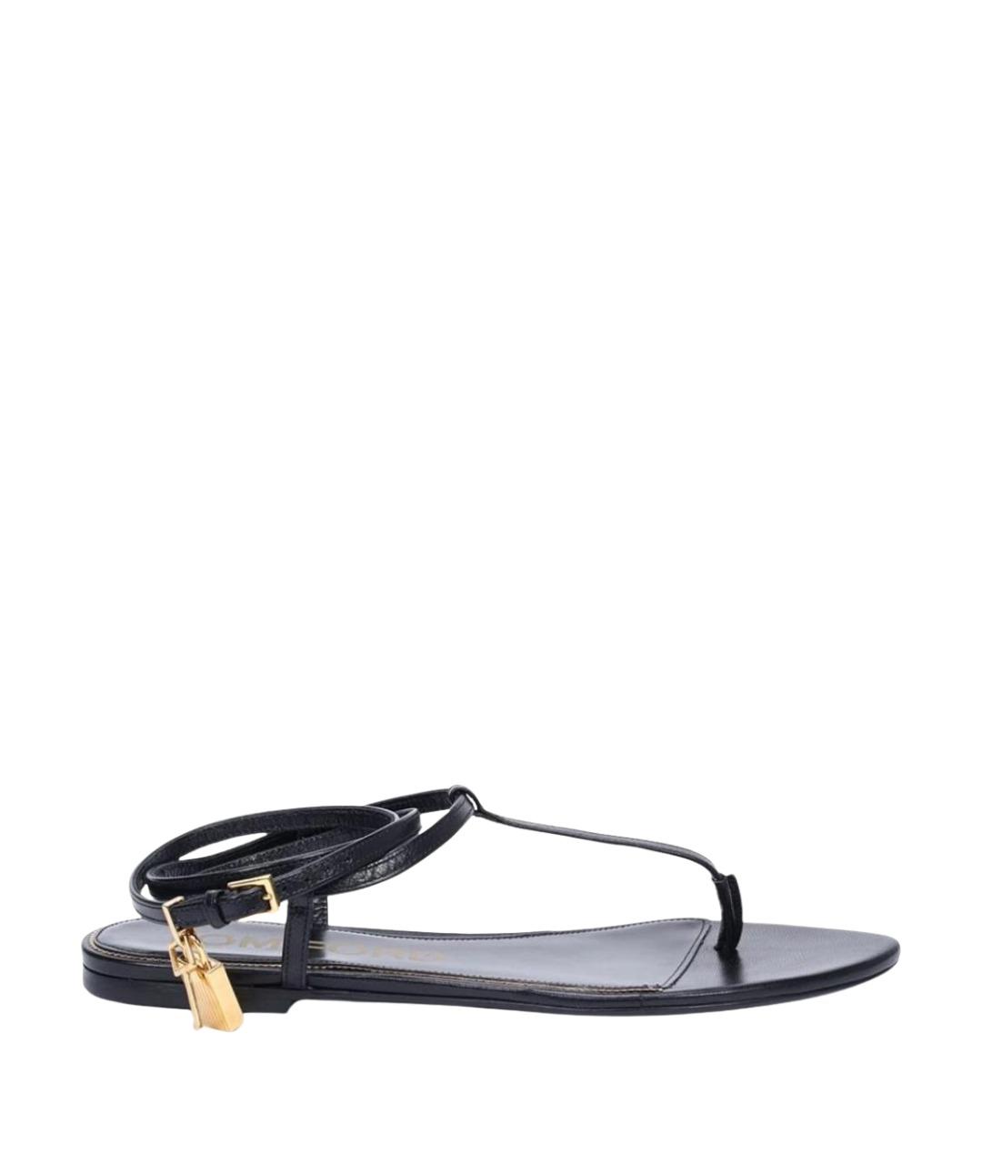 TOM FORD Черные сандалии из лакированной кожи, фото 1