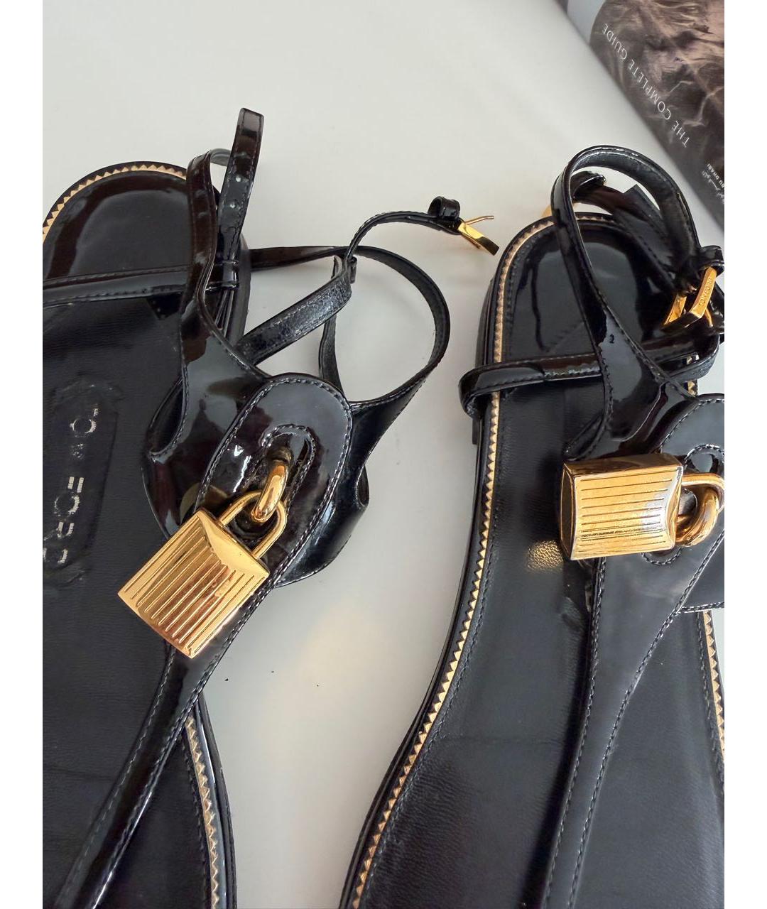 TOM FORD Черные сандалии из лакированной кожи, фото 3