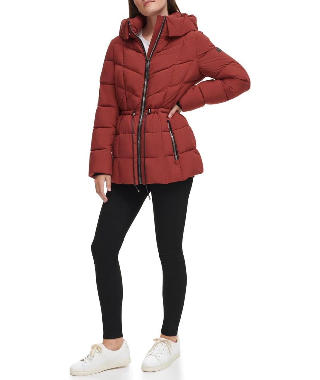 DKNY Красный полиэстеровый пуховик, фото 9