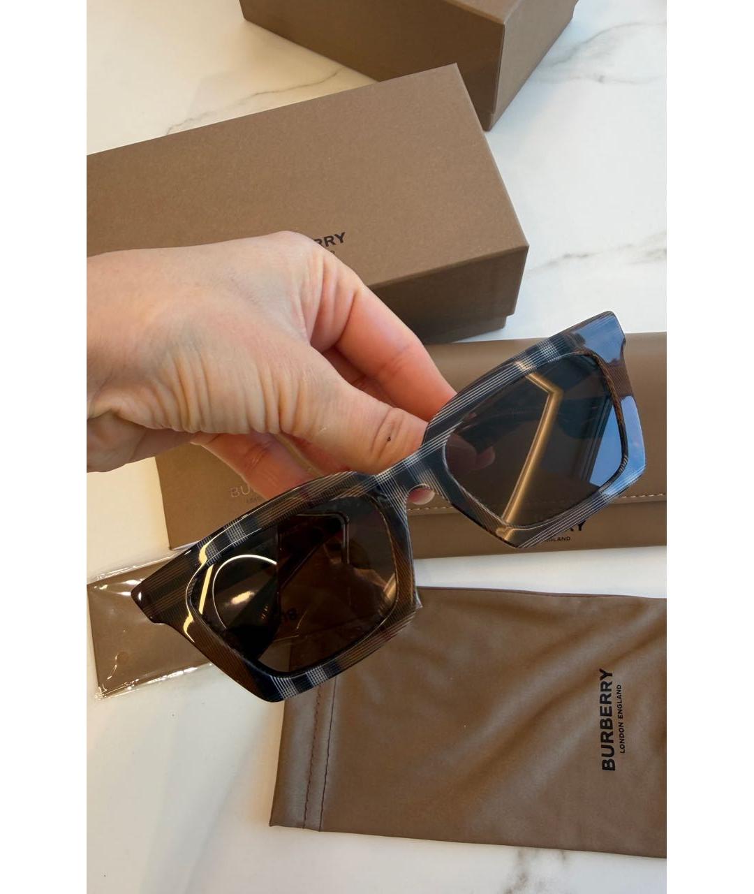 BURBERRY Коричневые пластиковые солнцезащитные очки, фото 3