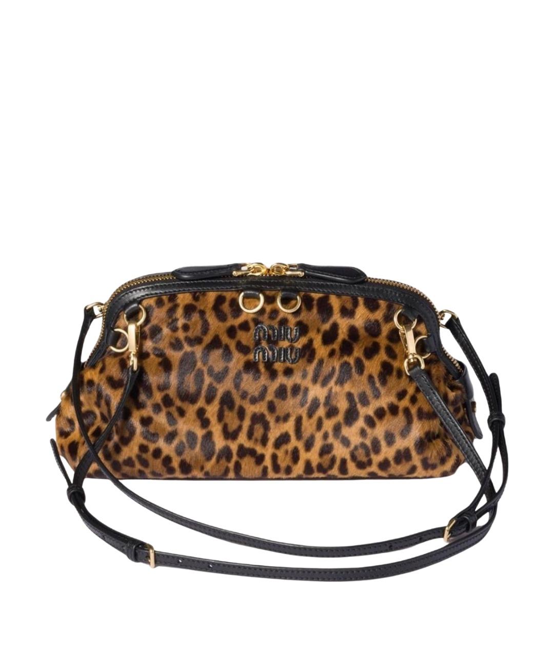 MIU MIU Коричневая кожаная сумка через плечо, фото 1