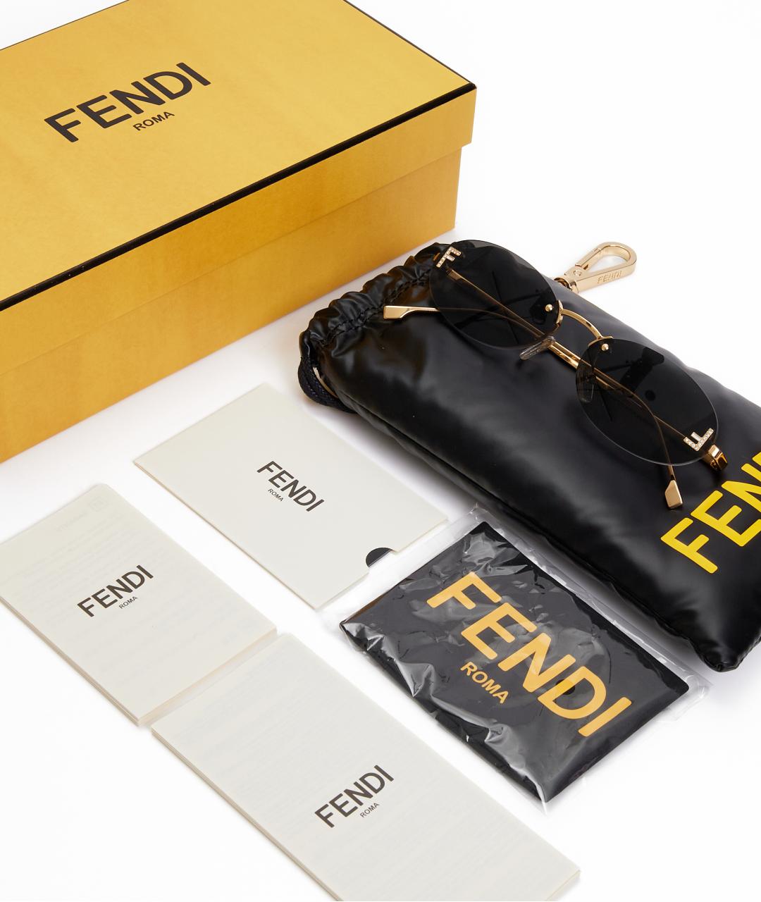 FENDI Черные металлические солнцезащитные очки, фото 5