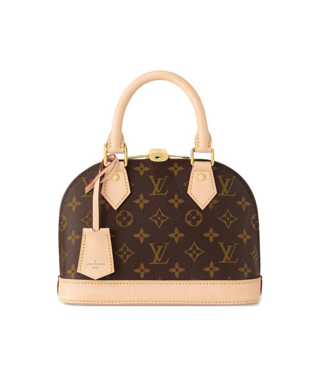 LOUIS VUITTON Коричневая кожаная сумка с короткими ручками, фото 3