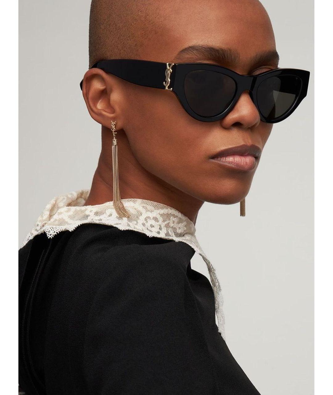 SAINT LAURENT Черные металлические солнцезащитные очки, фото 5