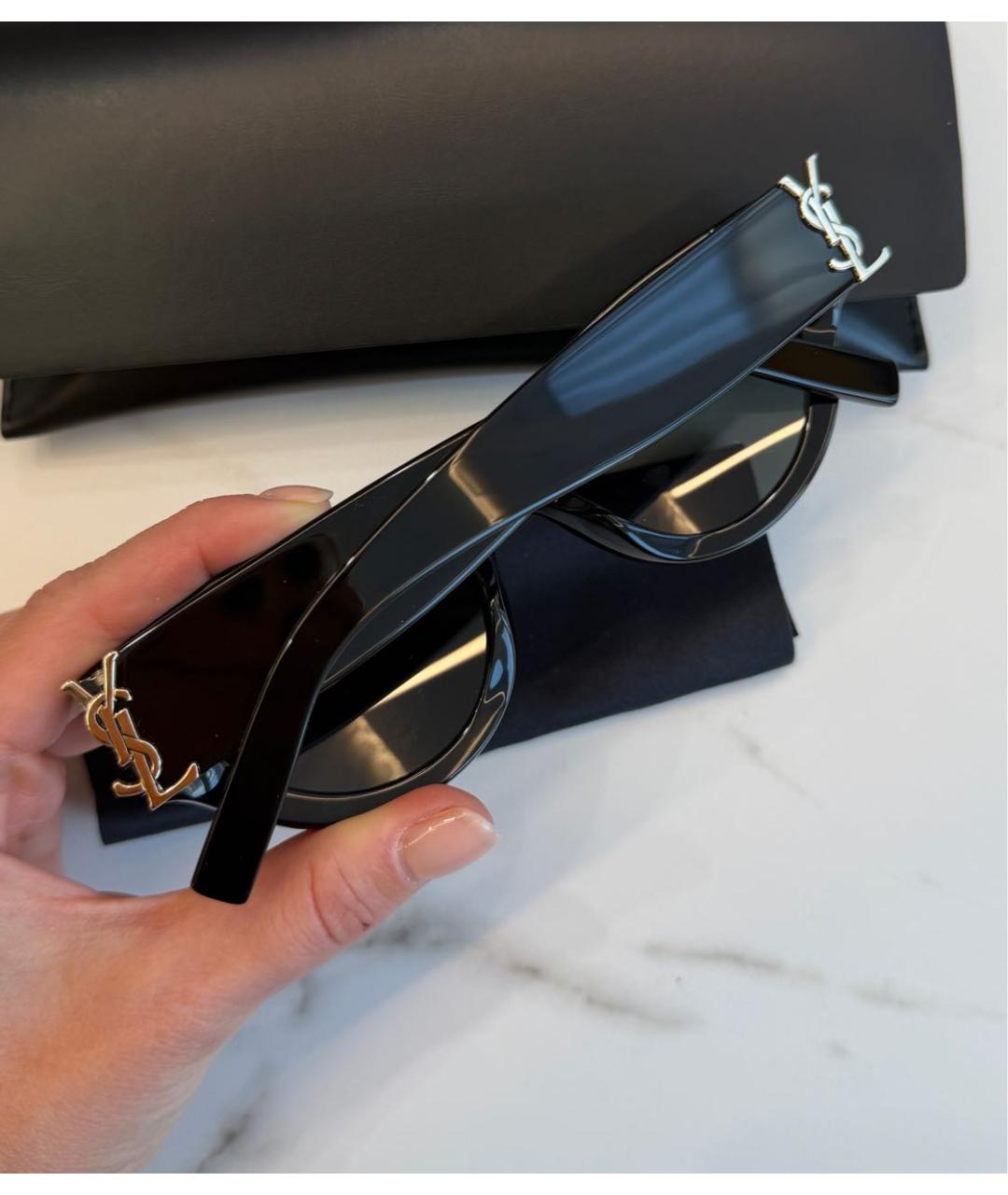 SAINT LAURENT Черные металлические солнцезащитные очки, фото 4