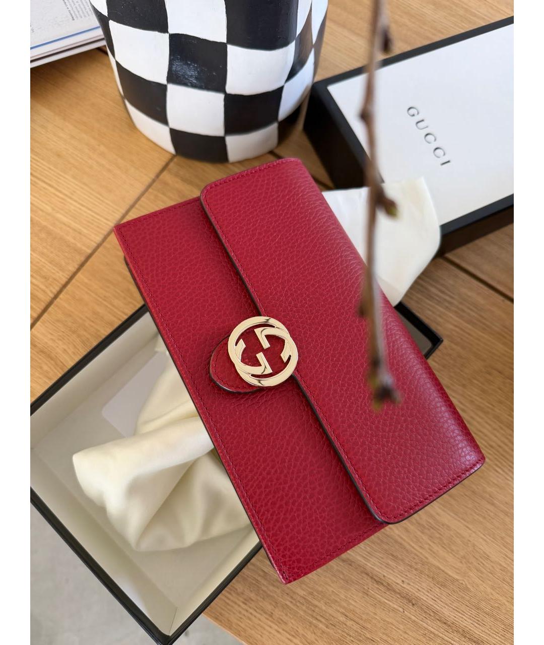 GUCCI Красная кожаная сумка через плечо, фото 2