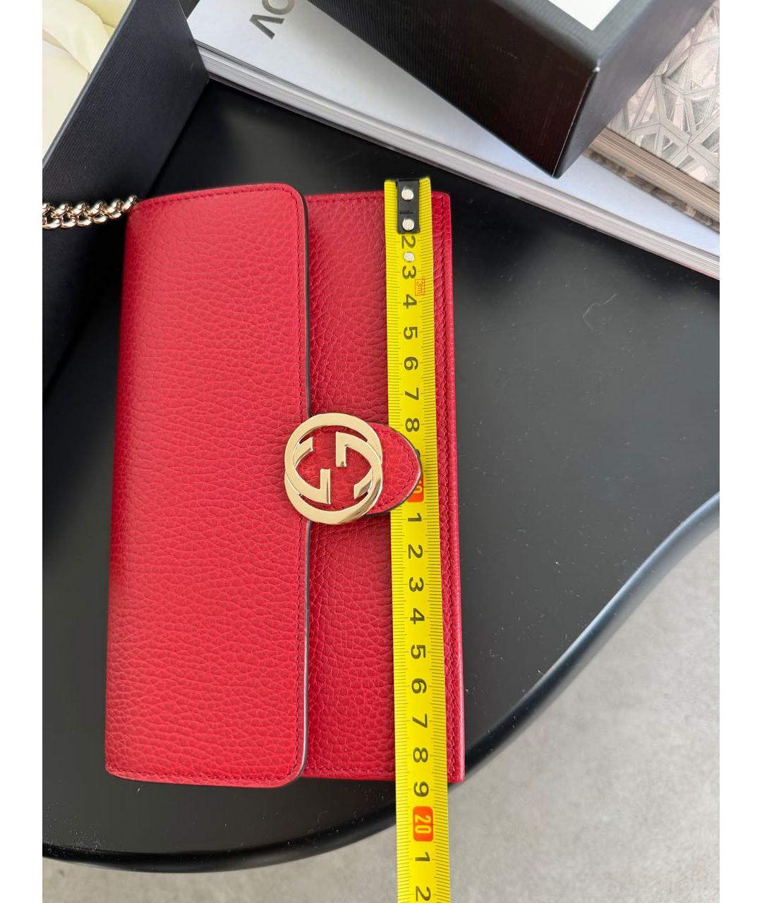 GUCCI Красная кожаная сумка через плечо, фото 4