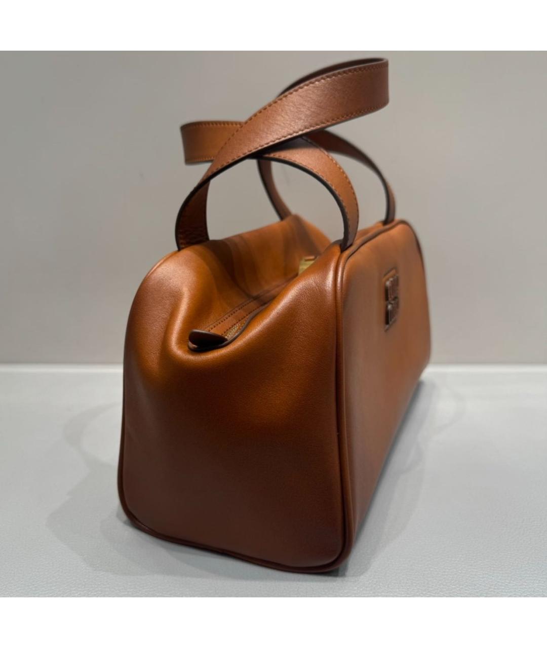 MIU MIU Коричневая кожаная сумка с короткими ручками, фото 6