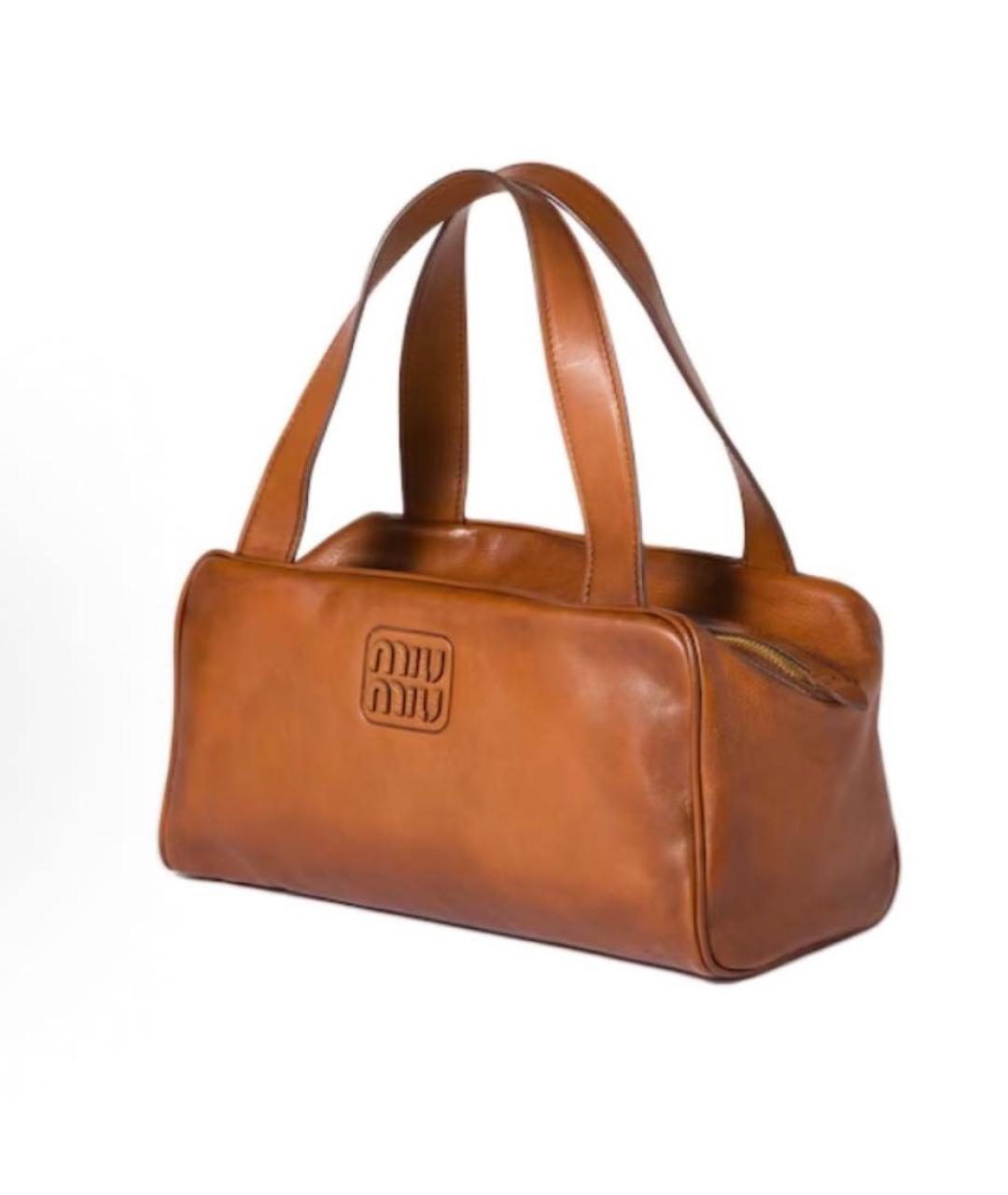 MIU MIU Коричневая кожаная сумка с короткими ручками, фото 2