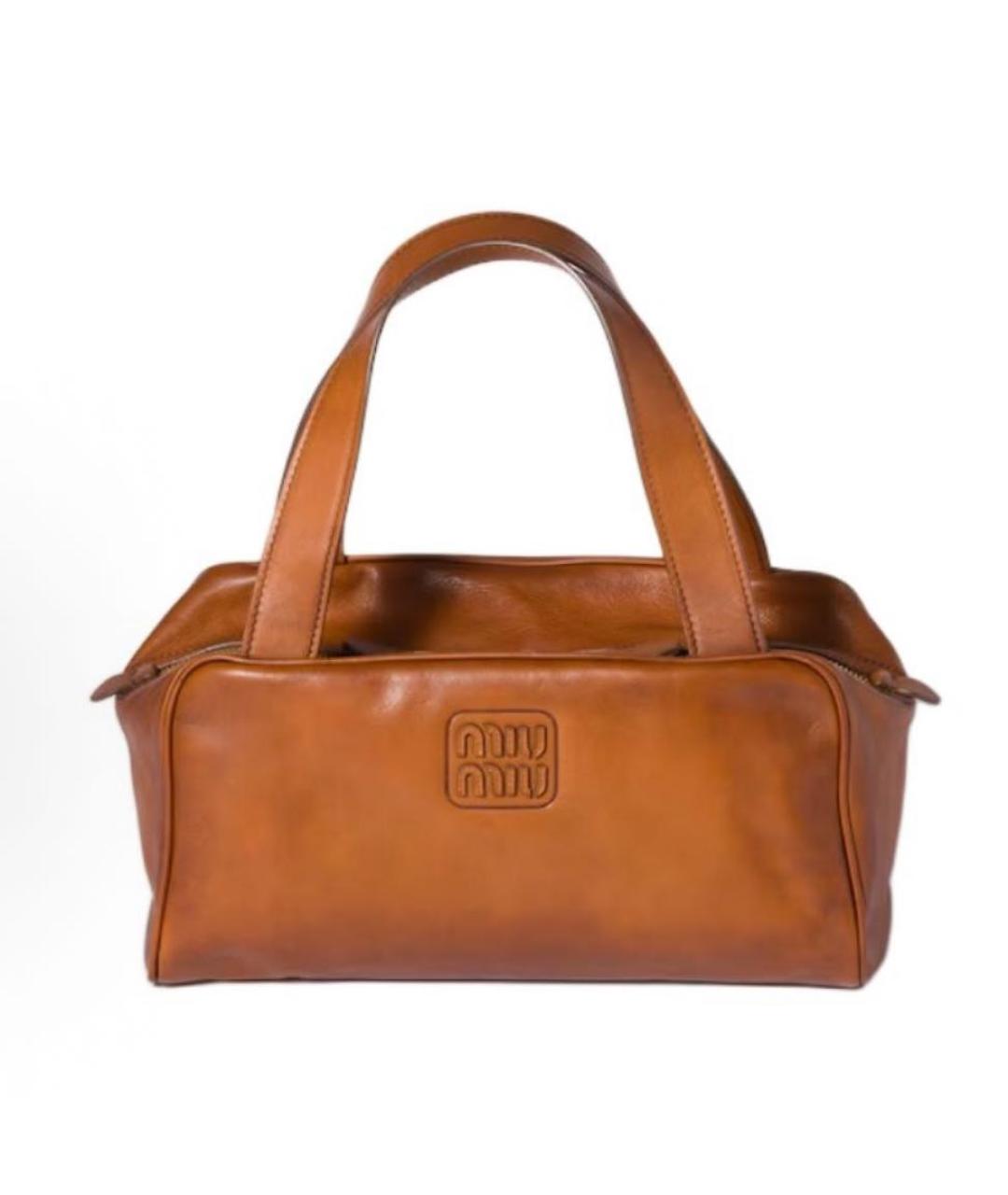 MIU MIU Коричневая кожаная сумка с короткими ручками, фото 9