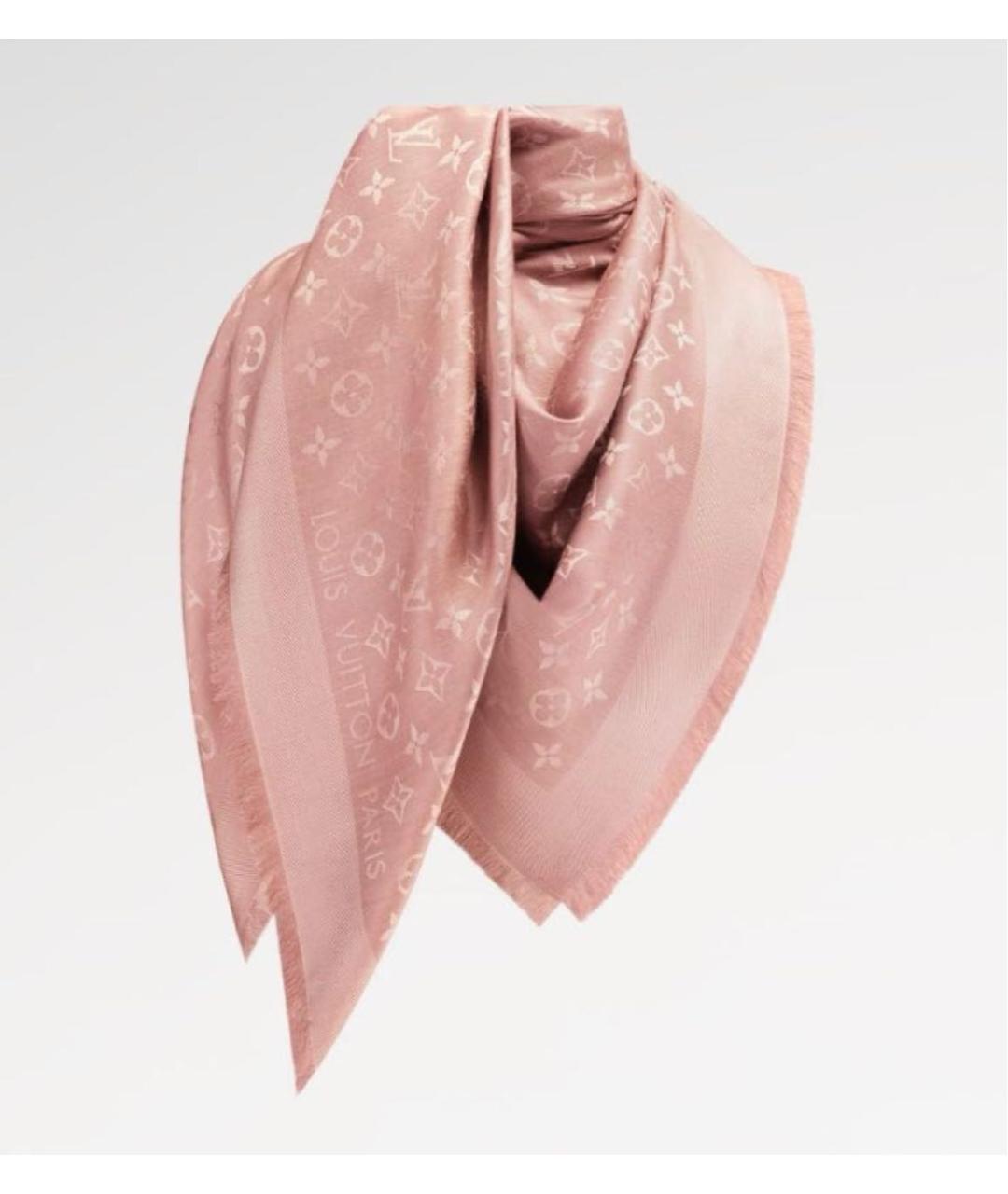 LOUIS VUITTON Розовый кашемировый платок, фото 2