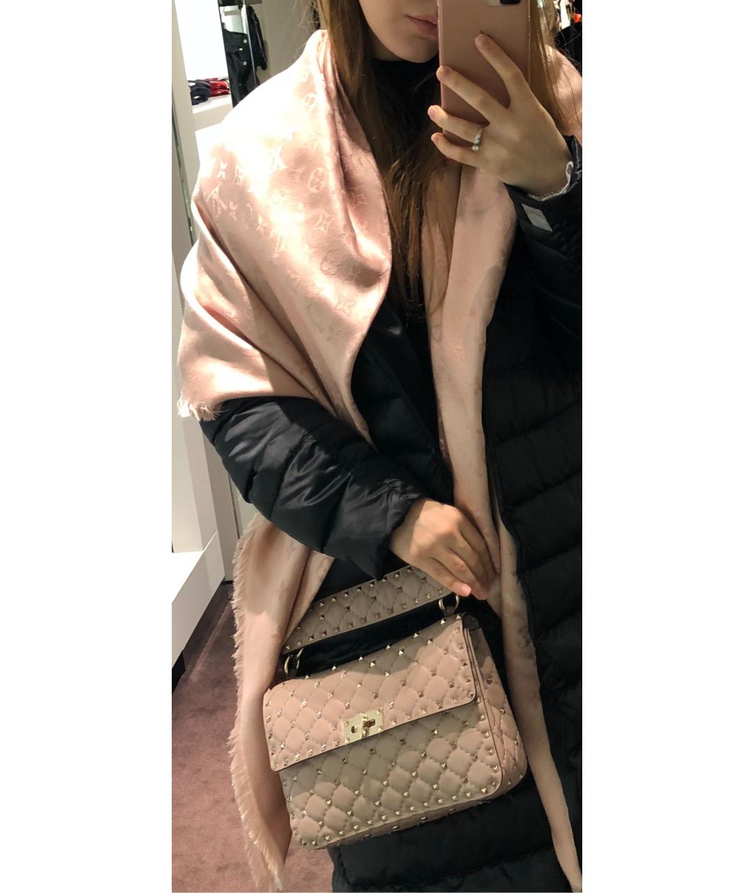 LOUIS VUITTON Розовый кашемировый платок, фото 4