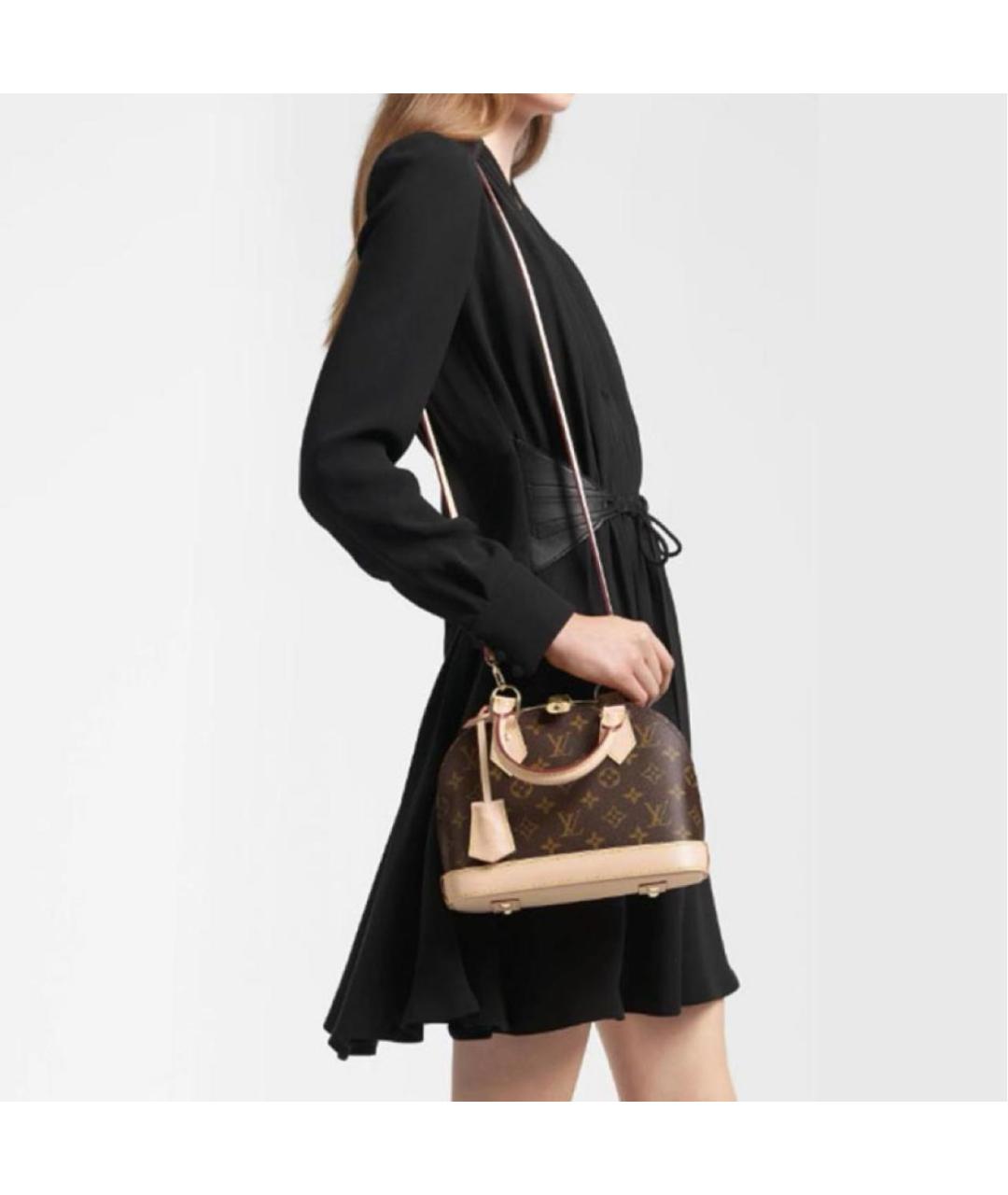 LOUIS VUITTON Коричневая кожаная сумка с короткими ручками, фото 2