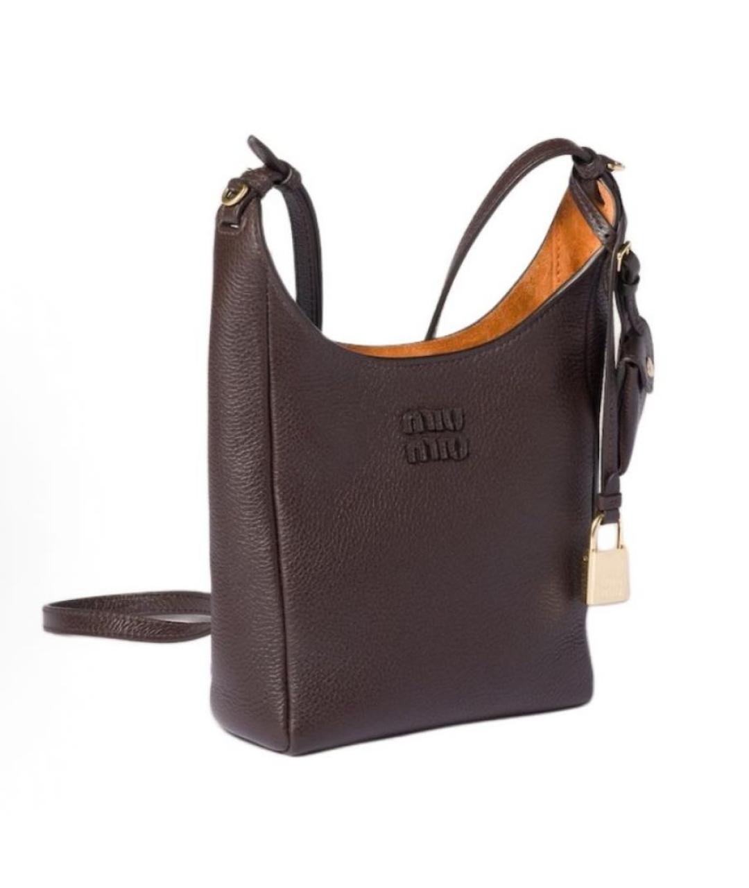 MIU MIU Коричневая кожаная сумка через плечо, фото 2