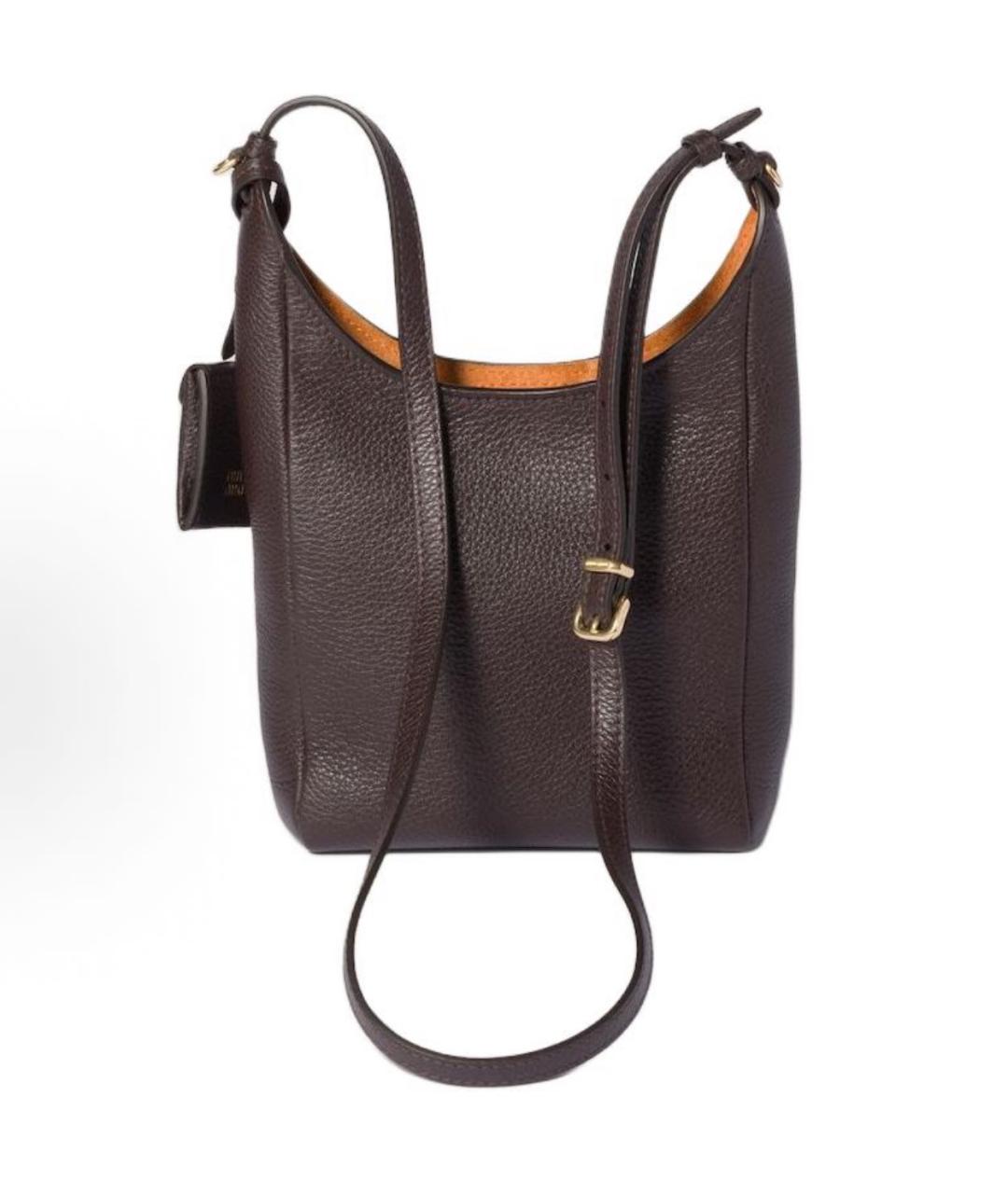 MIU MIU Коричневая кожаная сумка через плечо, фото 3