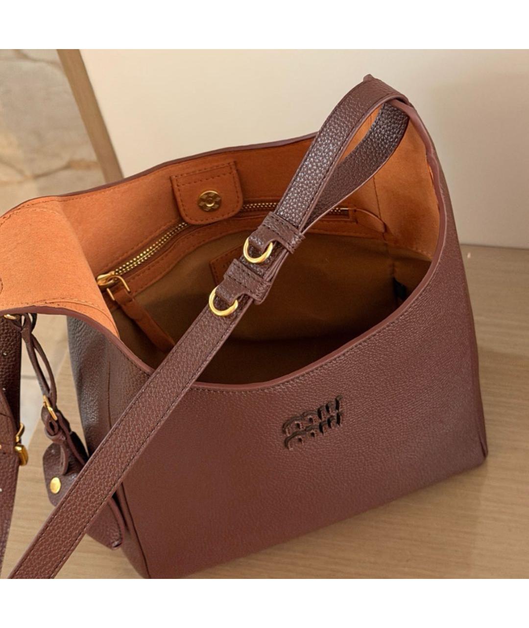 MIU MIU Коричневая кожаная сумка через плечо, фото 7