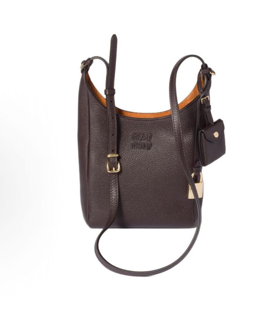 MIU MIU Коричневая кожаная сумка через плечо, фото 9