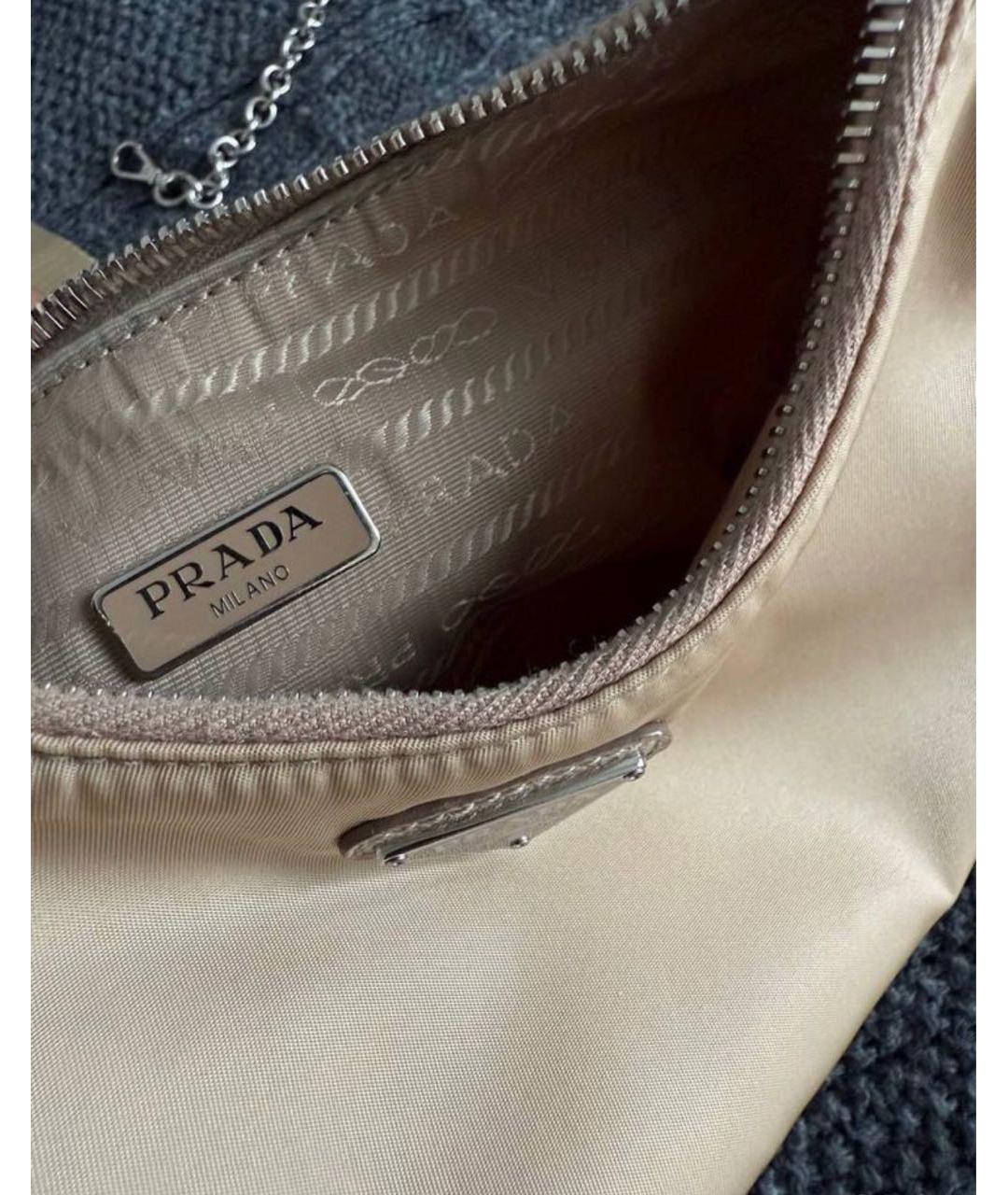 PRADA Бежевая тканевая сумка через плечо, фото 5