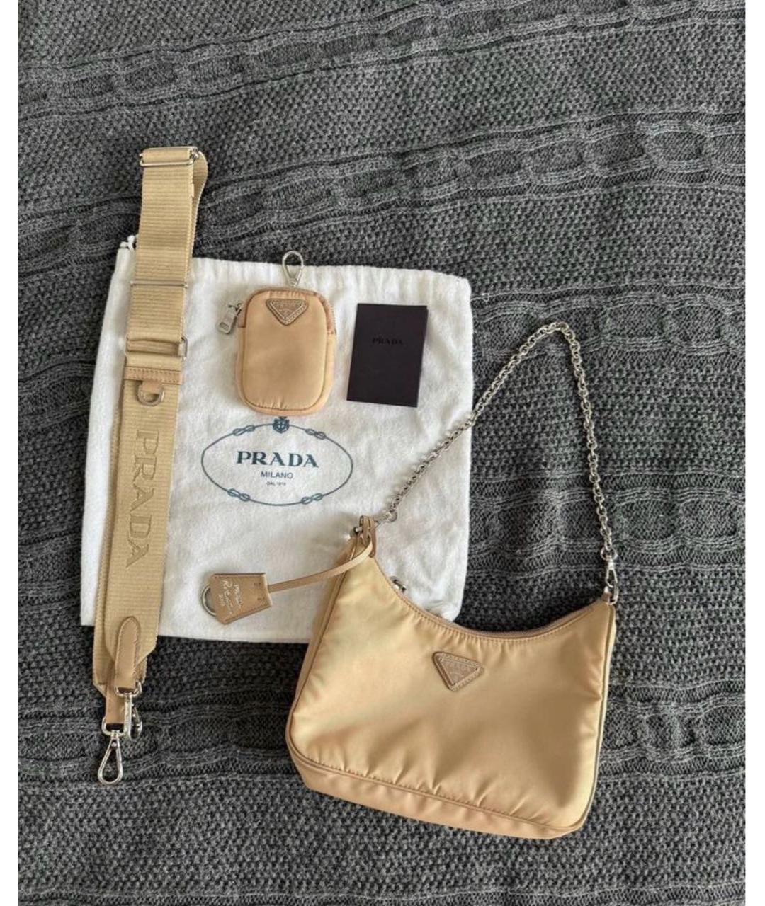 PRADA Бежевая тканевая сумка через плечо, фото 2