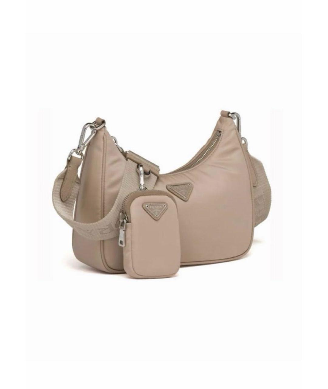 PRADA Бежевая тканевая сумка через плечо, фото 1