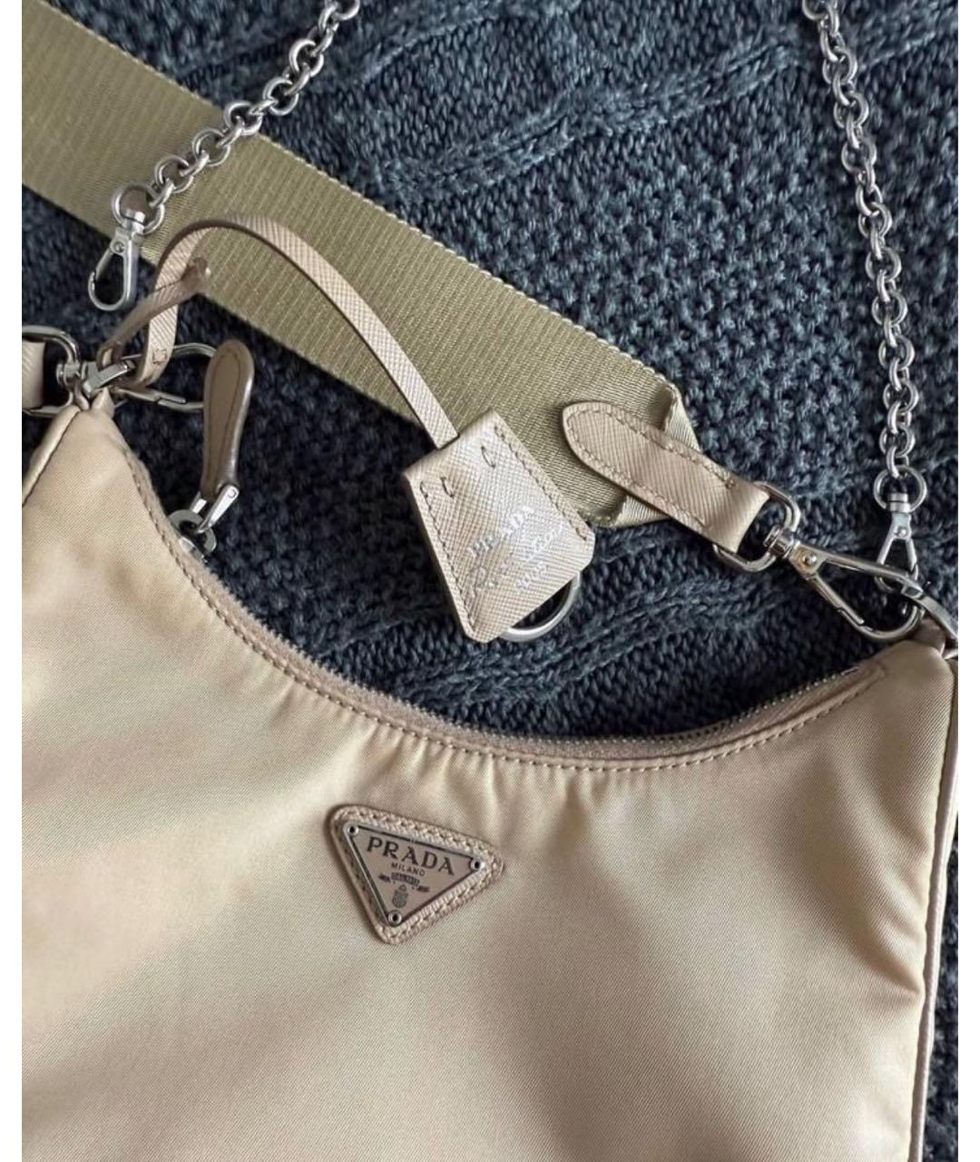 PRADA Бежевая тканевая сумка через плечо, фото 3