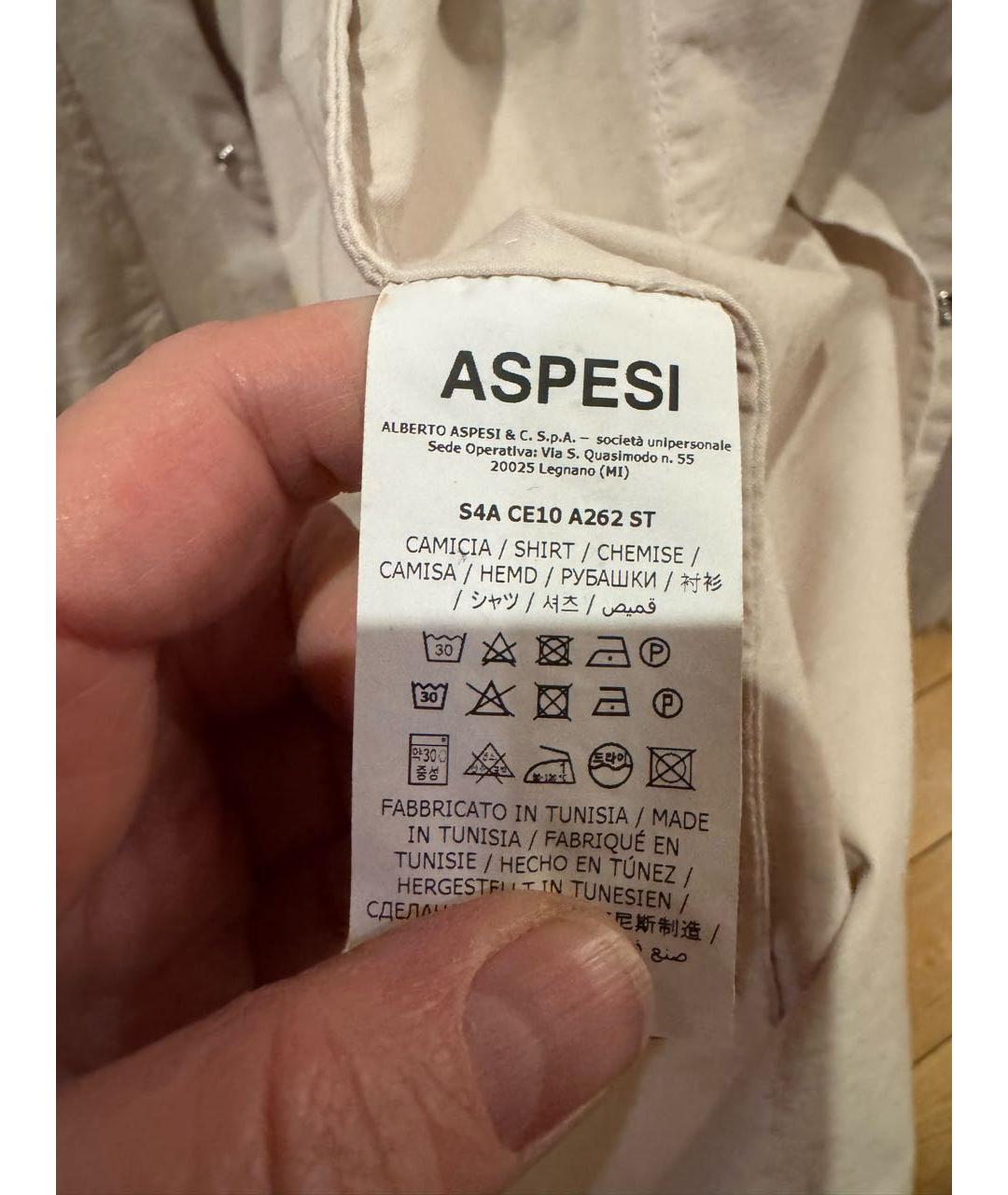 ASPESI Бежевая хлопковая кэжуал рубашка, фото 6