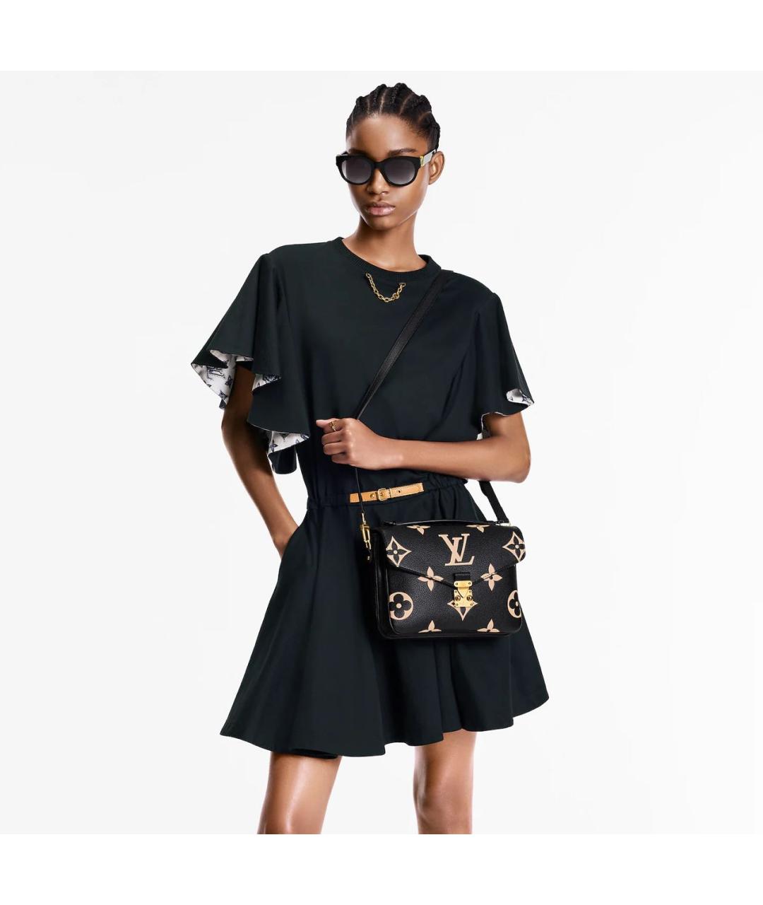 LOUIS VUITTON Черная кожаная сумка через плечо, фото 3