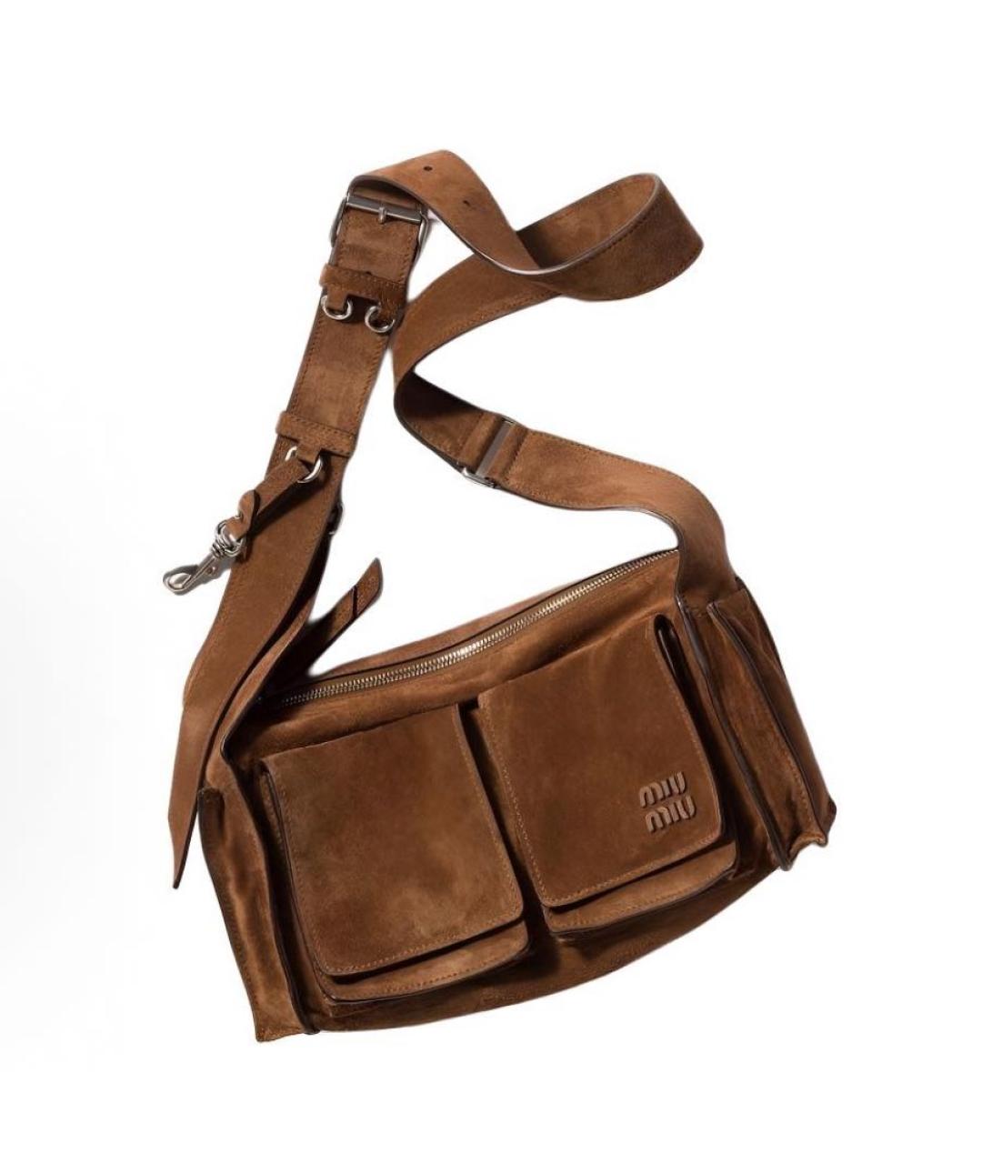 MIU MIU Коричневая замшевая сумка через плечо, фото 4