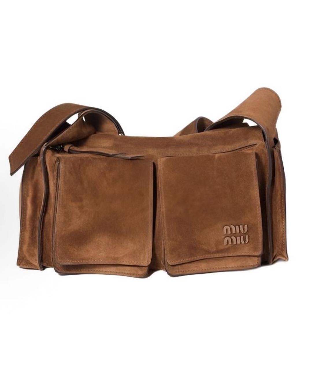 MIU MIU Коричневая замшевая сумка через плечо, фото 6