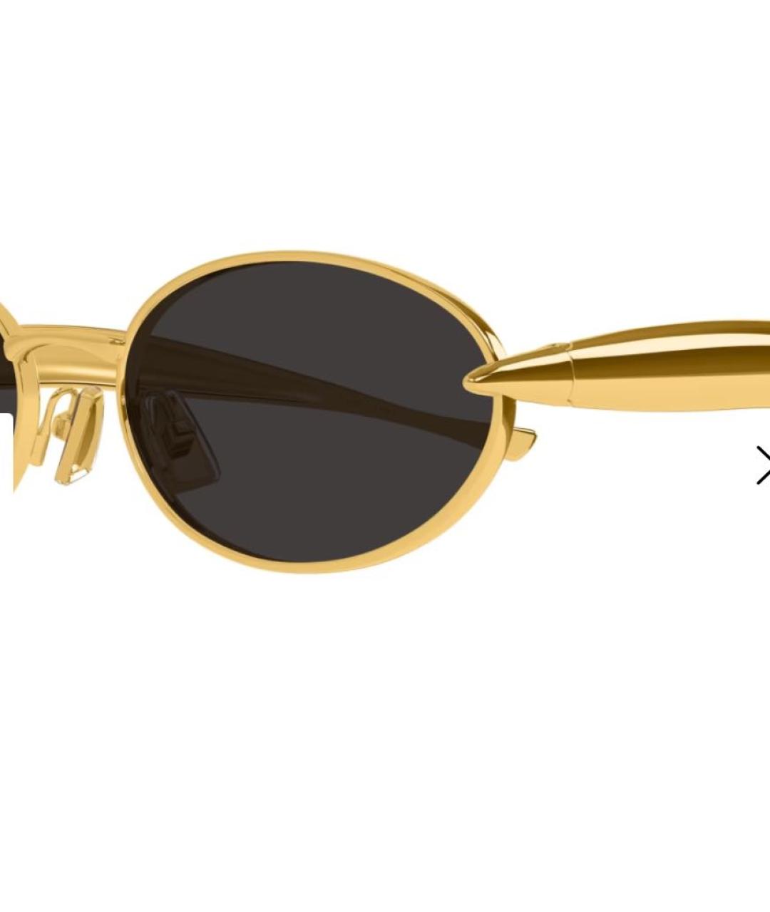 BOTTEGA VENETA Золотые металлические солнцезащитные очки, фото 2