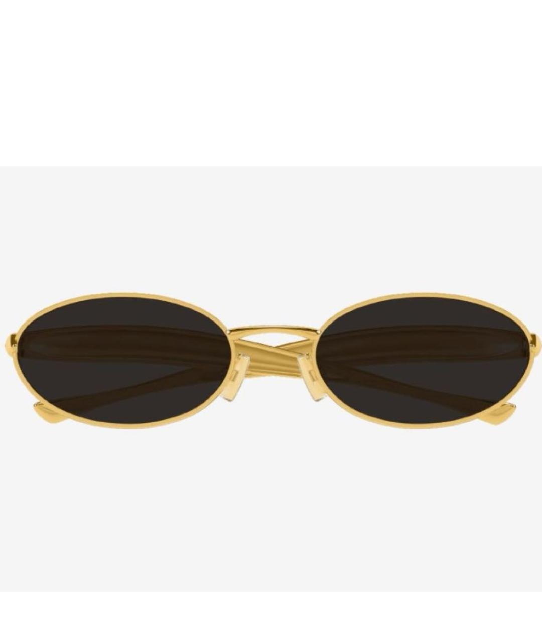 BOTTEGA VENETA Золотые металлические солнцезащитные очки, фото 3