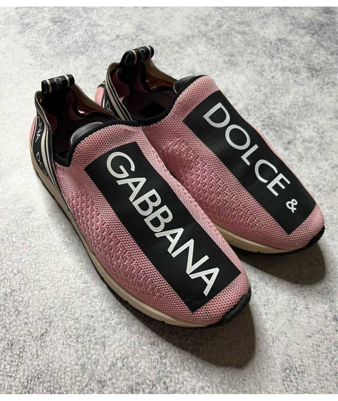 DOLCE&GABBANA Розовые текстильные кроссовки, фото 3