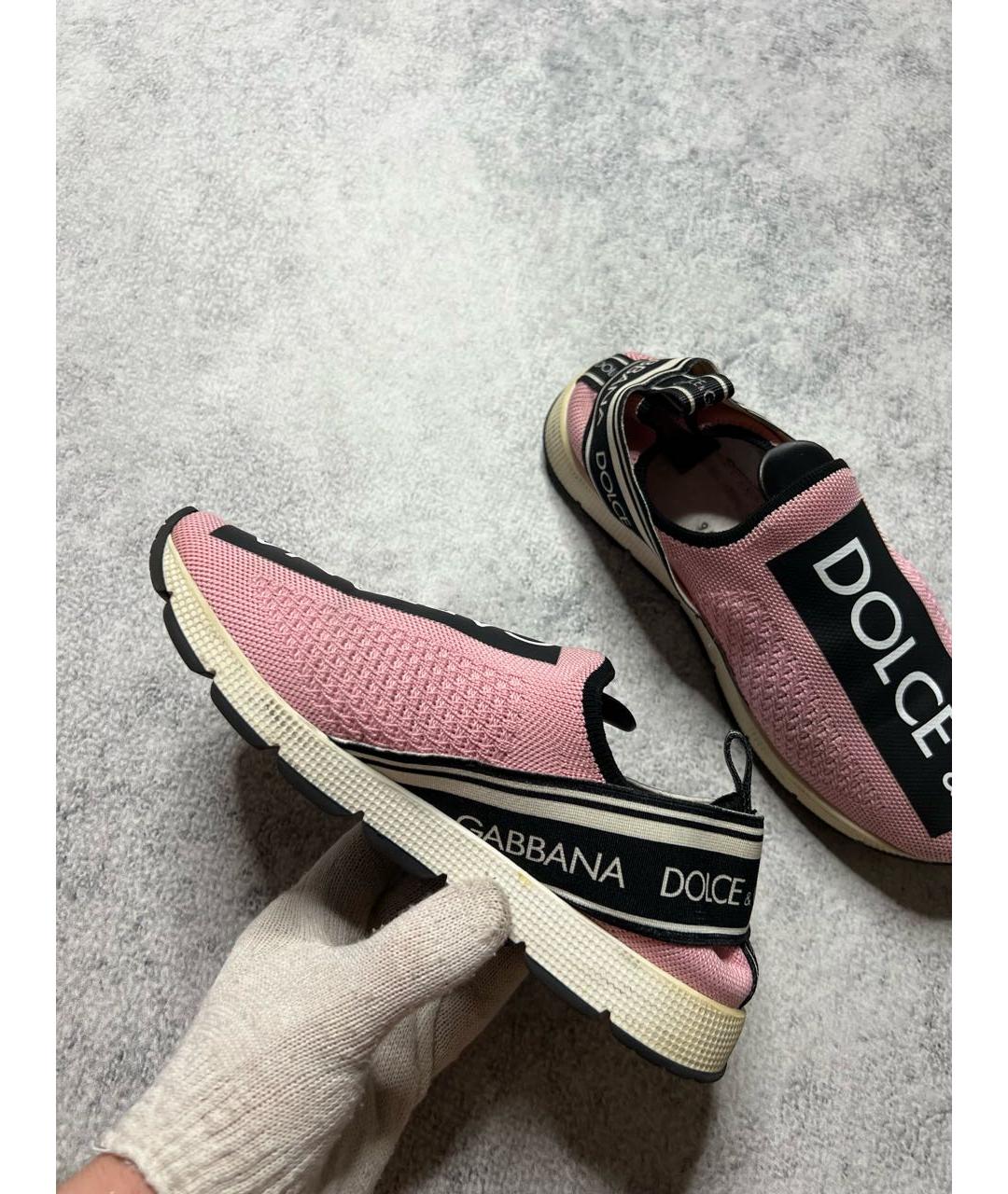 DOLCE&GABBANA Розовые текстильные кроссовки, фото 6
